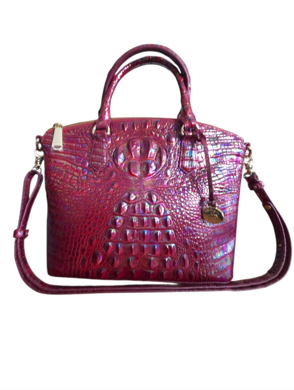 Brahmin Duxbury Satchel Sangria Melbourne croc-embossed Leather Bag NWOT